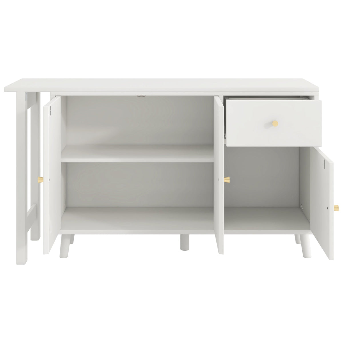 Desk & Sideboard, 2-in-1 360° Rotatable with 3 Doors & 1 Drawer