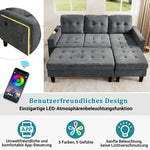 L-Shaped Sofa Set, Multifunctional with Movable Footstool & LED Lighting, Modern Modular