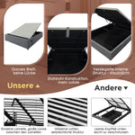 Upholstered Double Bed with Storage, USB-C and Full Slatted Base, 160x200cm, Grey Cotton