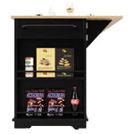 Kitchen Island, Removable Dividers, Dining Cart with Tempered Glass, Black