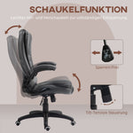 Office Chair, Ergonomic Executive with Rocking Function, Faux Leather, Dark Grey