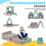 Foam Blocks for Climbing, Building and Crawling, Indoor Play Mats, Green and Pink Set of 12