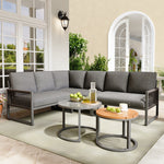 Garden Lounge Set Corner Sofa 6-7 Seater Adjustable Legs - Grey