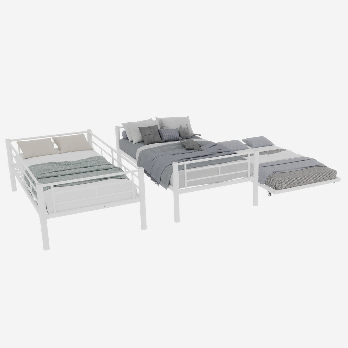 Meta Twin over Twin Bunk Bed, Heavy-Duty Stable Low Noise Safety Railing, Metal
