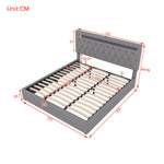 Upholstered Bed 180x200cm Hydraulic Lift Ambient Light USB - Grey