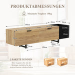 Modern TV Cabinet with Drawers and Open Compartments, Wood and Black