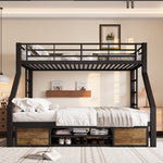 Children's Bunk Bed with Storage & Ladder 90x200/140x200 cm, Black