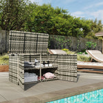 Rattan Storage Box, 350L 2-Level Weatherproof, Mixed Grey