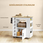 Kitchen Trolley with Worktop, Shelves, Wine Racks, Soft-Close Hinges, Oak