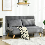 Sofa Bed 2-Seater Foldable Adjustable Backrest, Grey Velvet