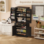 Storage Cabinet 182cm 4 Doors 1 Drawer Adjustable Shelves - Black