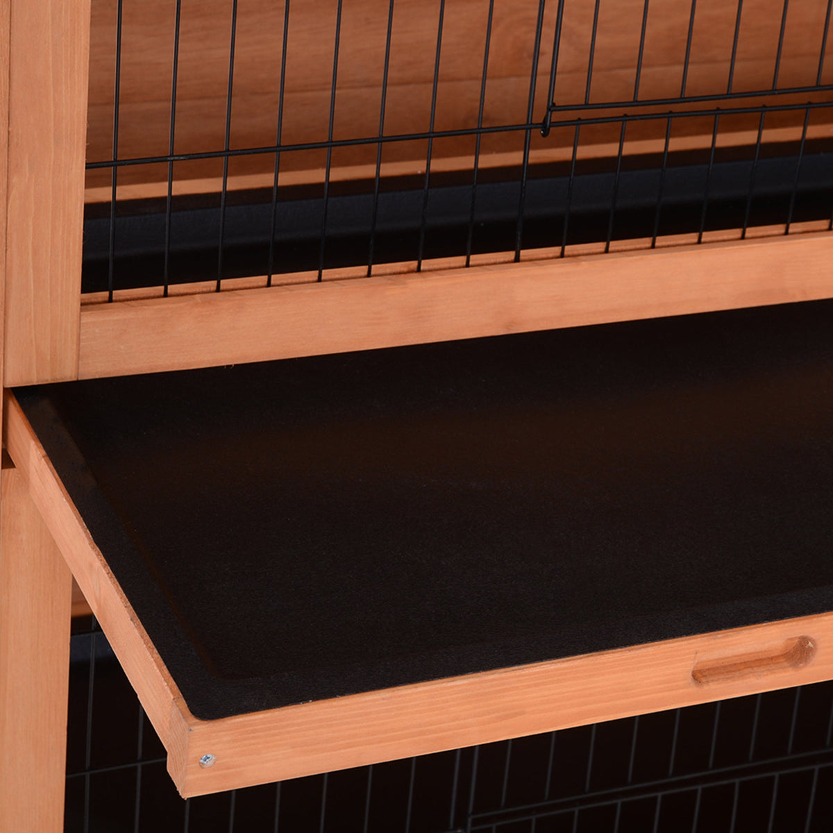 Small Animal Hutch, Double-Tier Guinea Pig Cage, Fir Wood, Orange