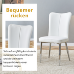 2x Modern Dining Chairs PU Leather Silver Metal Legs White