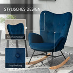 Rocking Chair with Ears, Padded, Velvet Fabric Blue