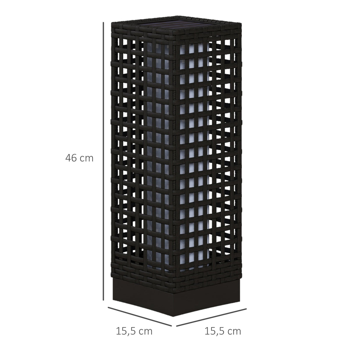 Solar Light Rattan Design Waterproof Light Sensor LED Garden Lamp, Black