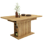 Extendable Dining Table Rectangular L110/130xW70xH75 with Storage Space-Saving Iron Frame - Natural