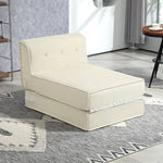 Sofa Bed 2-in-1 Foldable Upholstered 240 kg, Corduroy Cream White