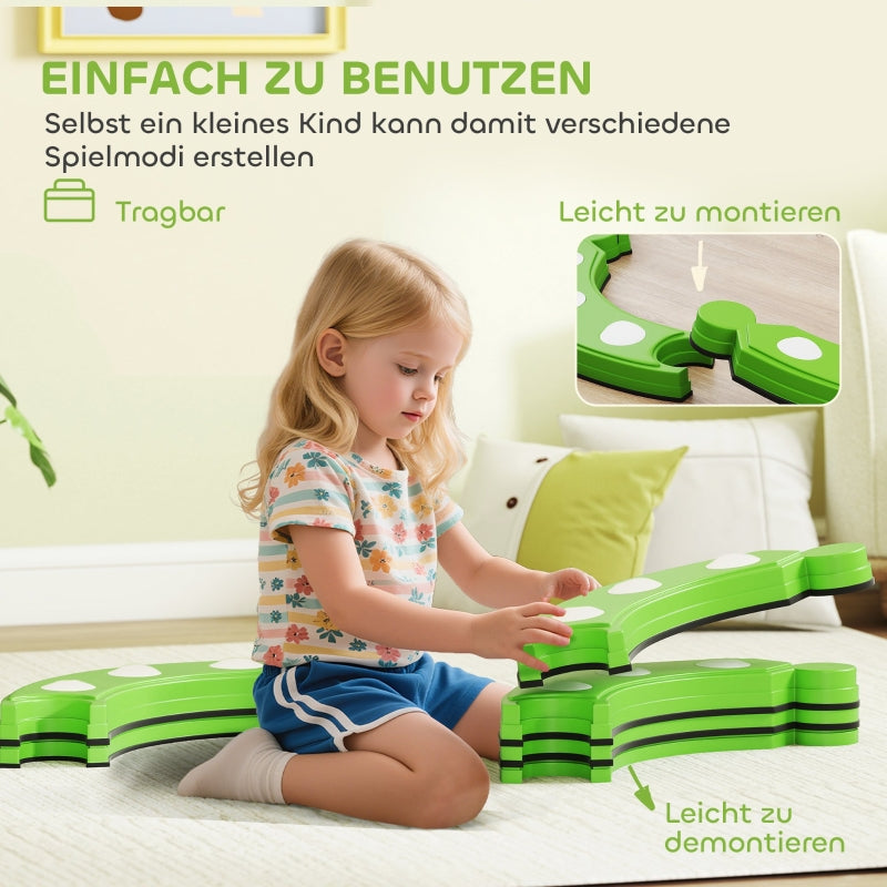 Balance Beam with 6 Curved Segments and Sensory Protrusions, 50 kg Capacity, Green