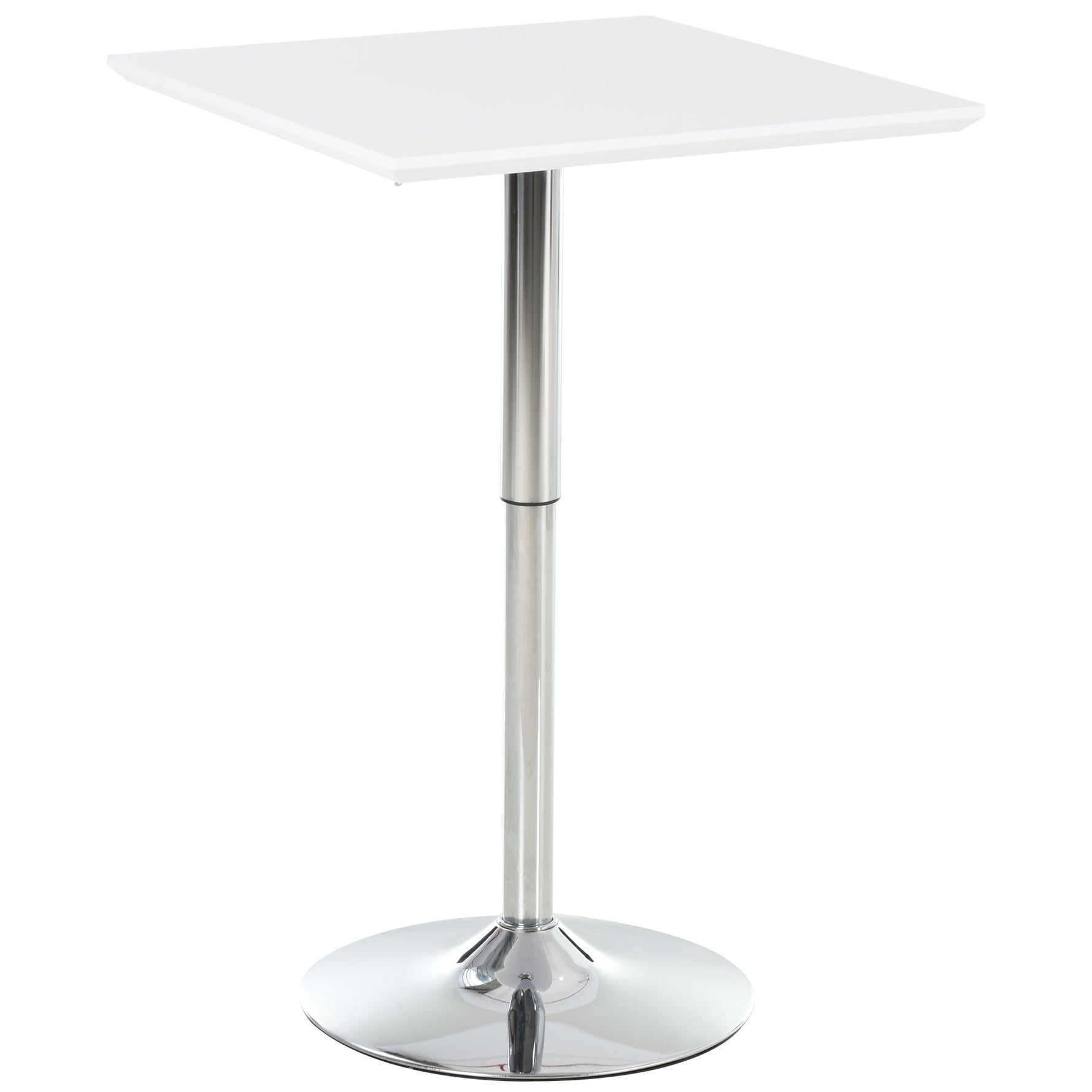 Bistro Table, Height Adjustable Square, Steel White