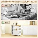 Kitchen Trolley with Worktop, Shelves, Wine Racks, Soft-Close Hinges, Oak