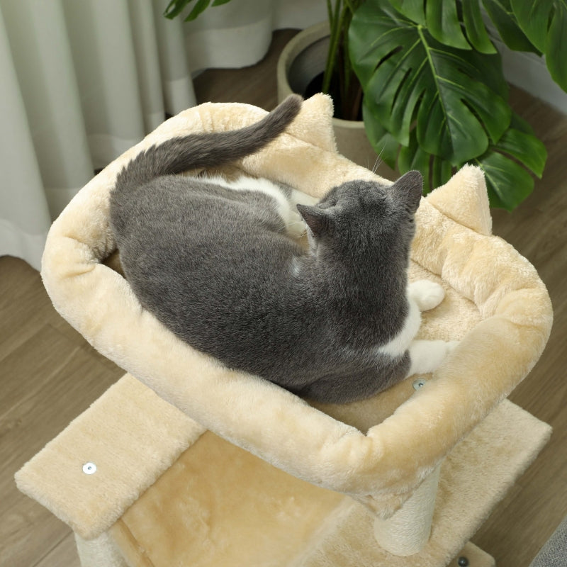 Cat Tree, Scratching Post, Perch, Hammock, Cream