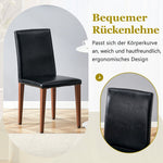 Minimalist Dining Chairs Set of 4, PU Leather and Metal Legs, Black and Walnut finish