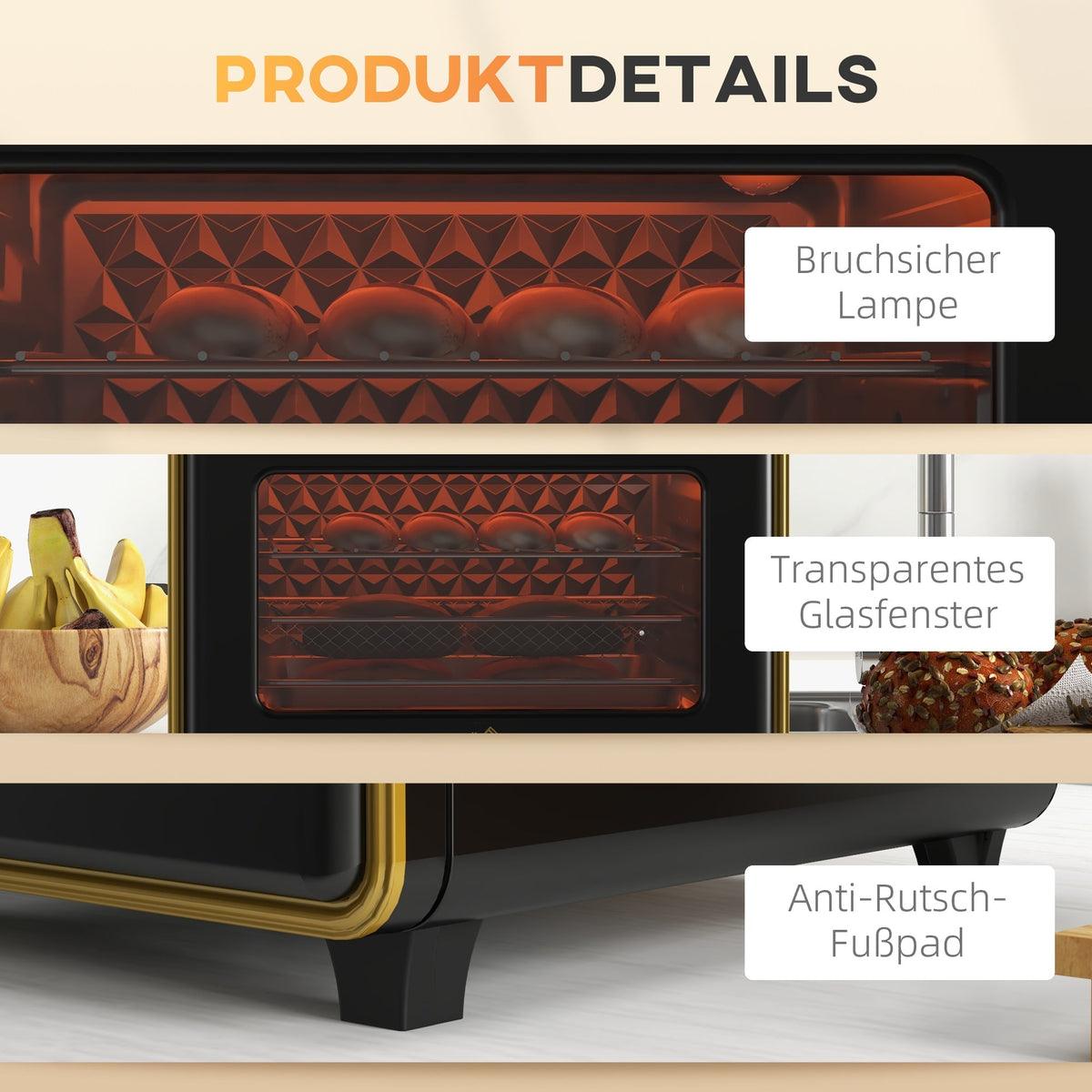 Small Oven 20L 1400W 90-230℃ 1 Hour Timer 3 Shelf Positions Iron Black
