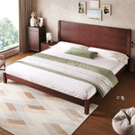 Platform Bed with Headboard and Slatted Base, 180x200cm, Brown Wood