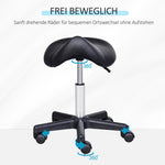 Rolling Stool, Height-Adjustable Swivel with Wheels, Black Faux Leather