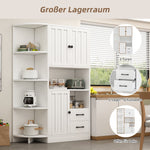 Corner Wardrobe Display Cabinet, 3 Cabinets 2 Drawers, 14 Storage Areas, 104x35x155cm, White