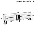 TV Stand 180cm Drop-Down Open Shelves Double Doors - White