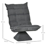 Floor Chair/Sofa, Adjustable Backrest Swivel Recliner Cushion, Grey Microfiber