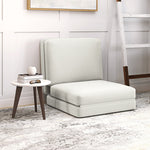 Folding Velvet Sofa Bed, 3-in-1, Storage, Cream White