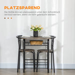 Bistro Set Dining Table and 2 Chairs 80cm Black