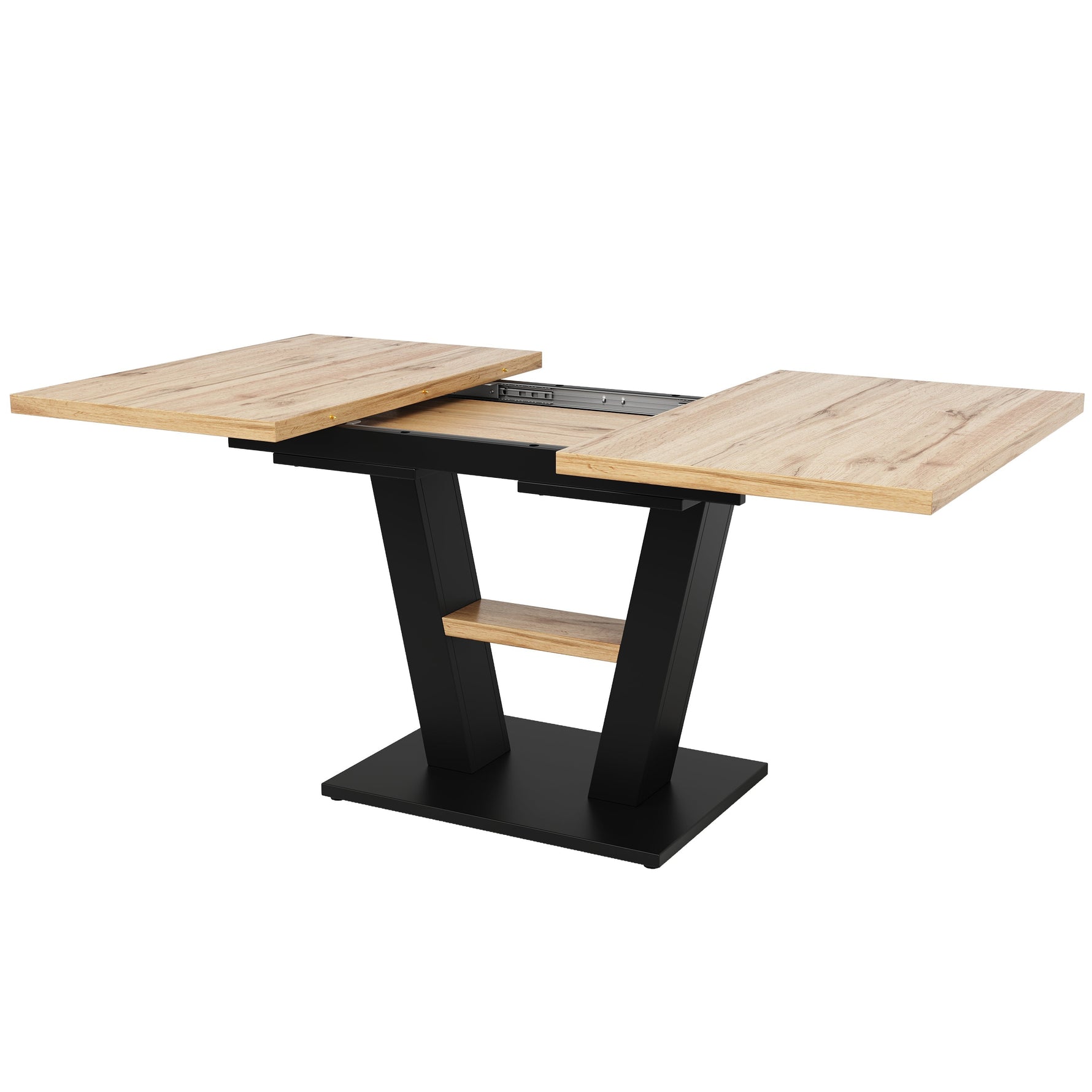 Telescopic Dining Table Extendable 118-157cm - Wood Color