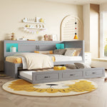 Sofa Bed Daybed 90x200cm Pull-out Bed LED Storage USB Outlet - Grey