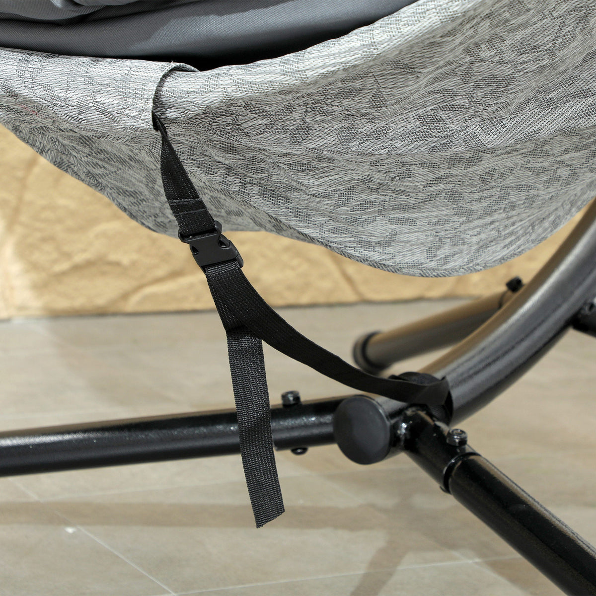 Egg-Shaped Outdoor Hanging Chair, Foldable Swing with Cup Holder, Gray