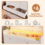 Sideboard, LED Lighting, 6 Drawers, Wave-Shaped Groove, White