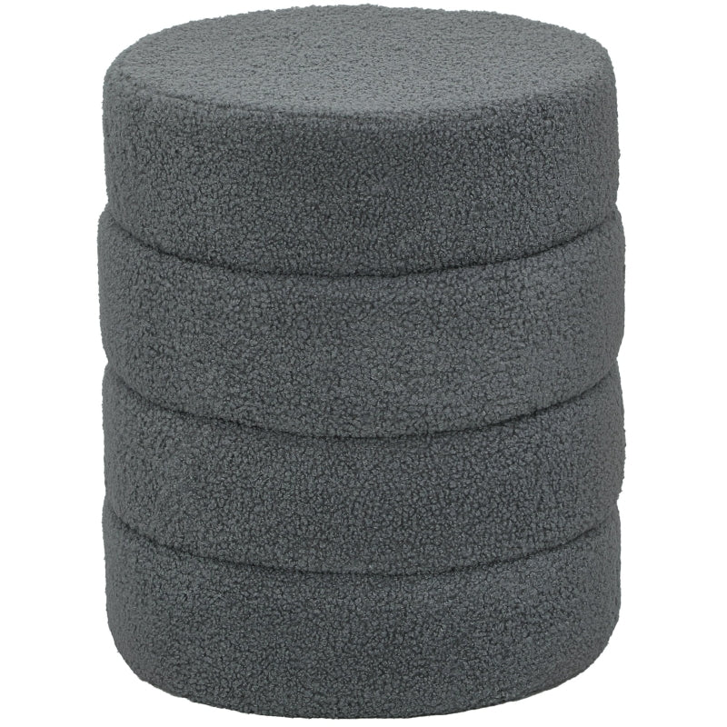 Stool, Round Teddy Fleece, 120 kg, Dark Grey