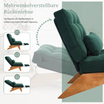 Lounge Chair Adjustable Backless Footrest Lumbar Cushion, Fabric Wooden Legs