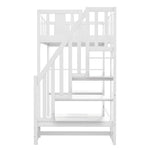 Loft Bed, 90x200cm with Storage Stairs, Functional Wooden Bed, White