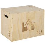 Plyo Box Jumping Platform with Handle 45x40x60cm, Natural Wood