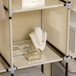 Fabric Wardrobe, 8 Levels & Clothes Rails, Folding, Nonwoven Fabric Beige