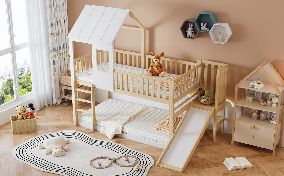Children's Bed with Roof Design & 2 Drawers - 90x200cm, Wood & MDF