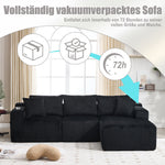 Modular Sofa Set Chaise Longue & 2-Seater with Pockets, Corduroy Fabric