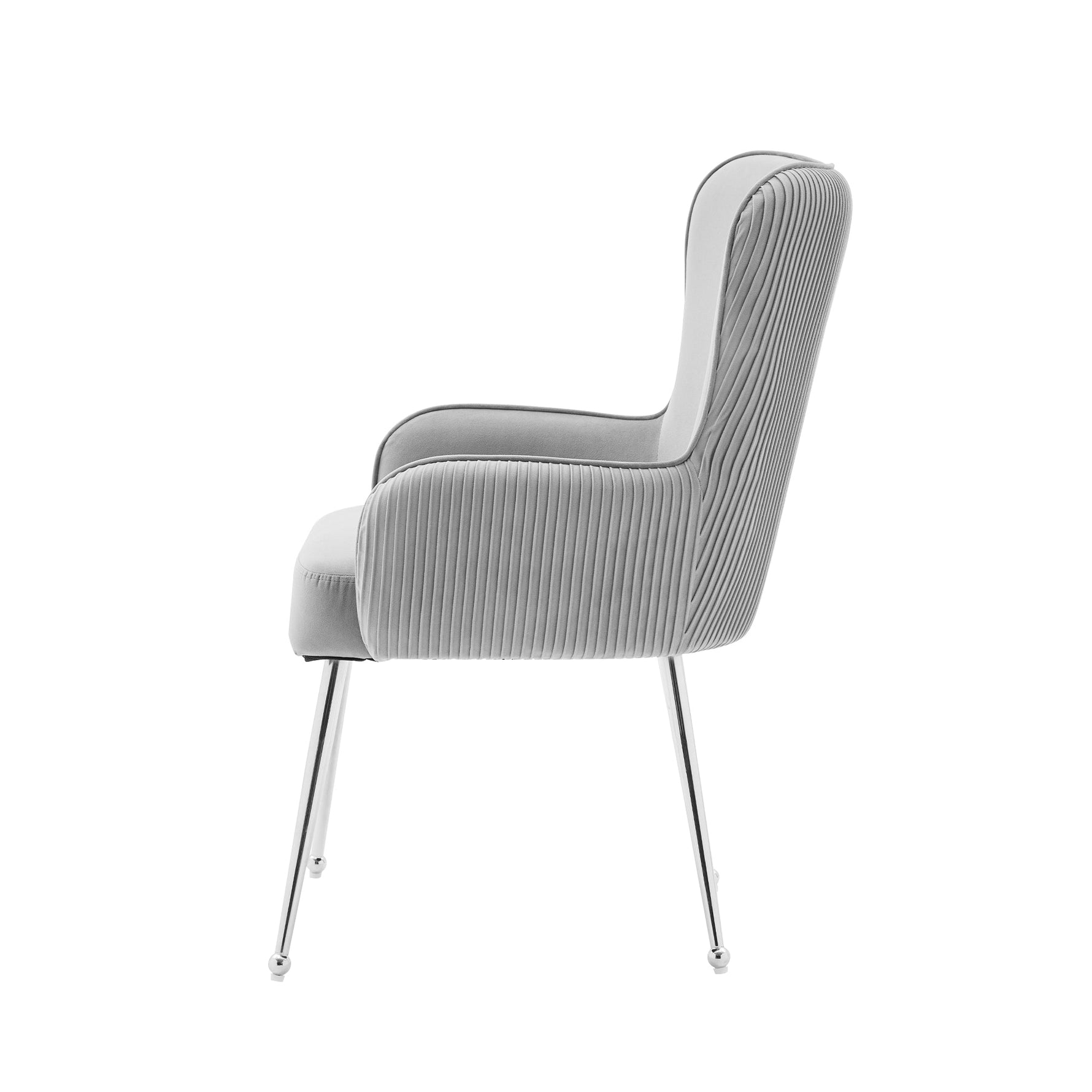 Velvet Dining/Lounge Chair Set of 6 Armrests Lumbar Support Adjustable Feet - Grey