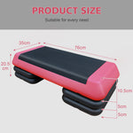 Aerobic Stepper, 76cm/28.5" Adjustable with 4 Risers, Red Black
