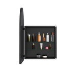 Arched Mirror Cabinet, Recessed Medicine Wall Storage, Black Metal Framed