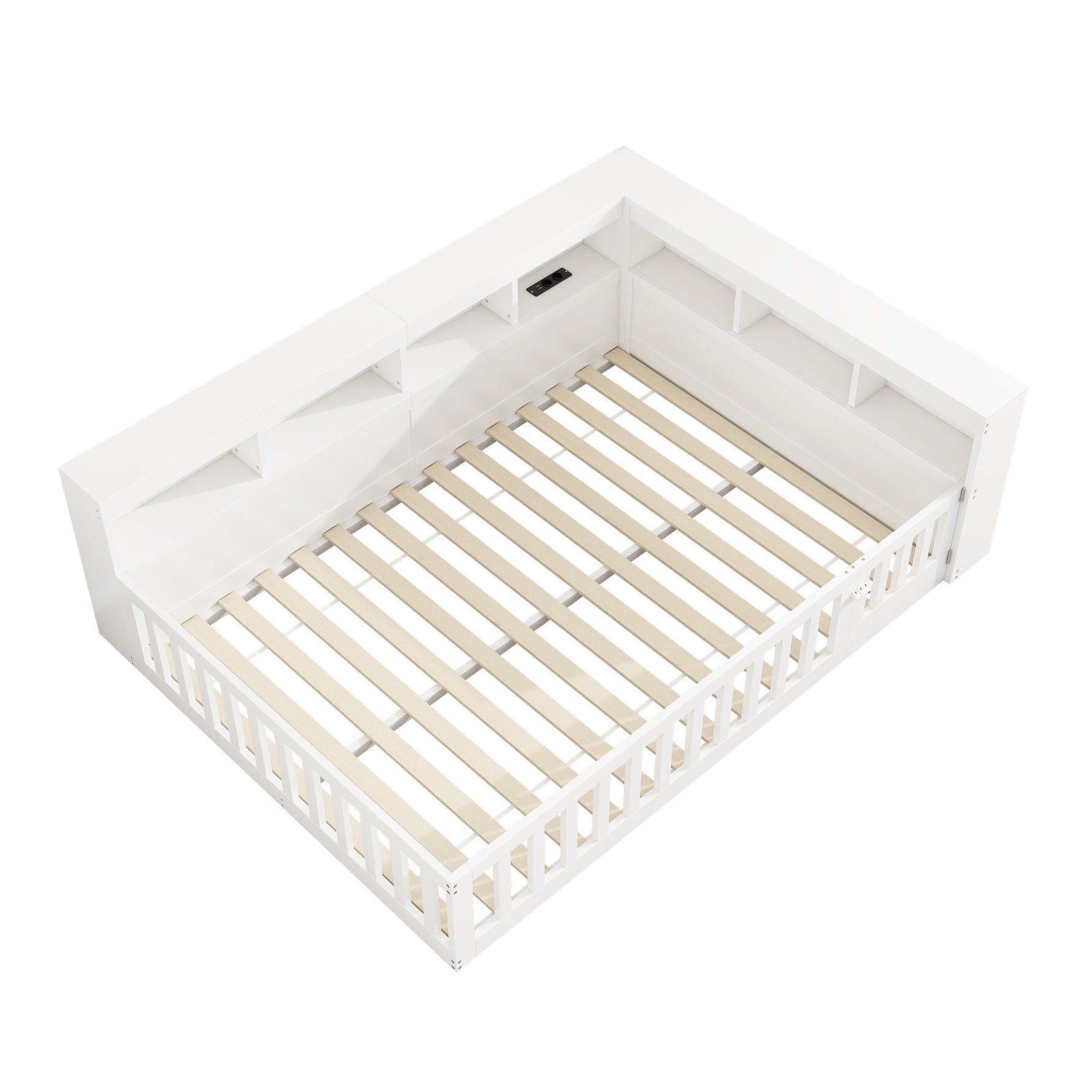 Daybed with Storage and USB Charging Port, 140x200cm, White Chipboard