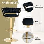 Velvet Swivel Bar Stool Set, Adjustable Height with Handcrafted Backrest